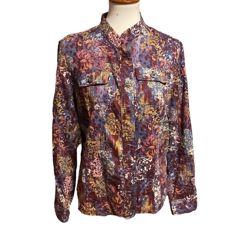 Christopher & Banks Multi Color Lightweight Mandarin Collar Jacket Size XL